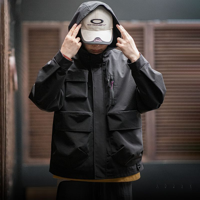 Maden casual multi-pocket functional hooded jacket outdoor loose silhouette sport coat
