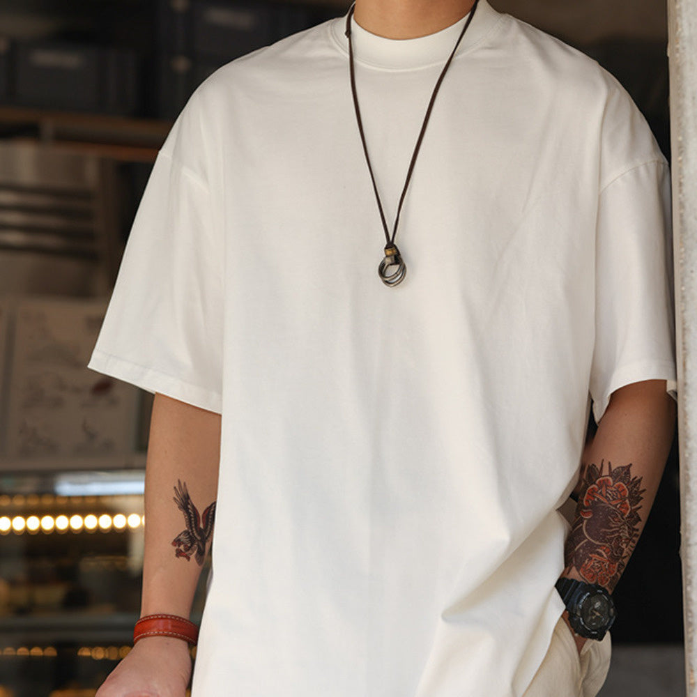 American style 230g men's loose casual wrinkle resistant short sleeved T-shirt