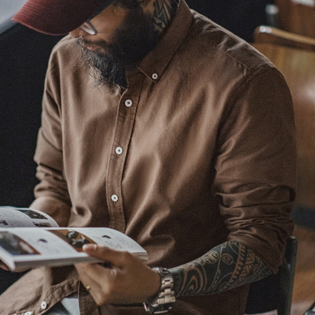 American Casual Solid Color Oxford Spinning Shirt Long Sleeve Cotton Oxford Thin Shirt