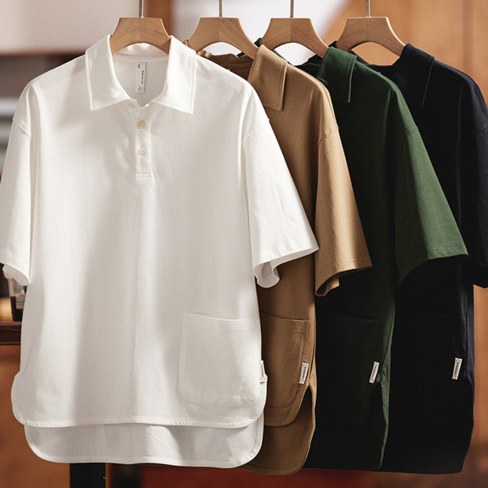 American pocket collar men's loose outdoor sports polo shirt