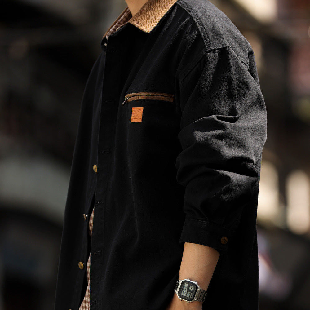 J97 Kahart shirt jacket men's contrasting color spliced collar cleanfit workwear jacket