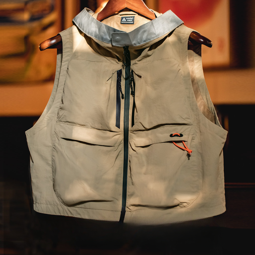 Maden Mountain Functional Quick-Drying Multi-Pocket Hooded Sleeveless Waistcoat Vest