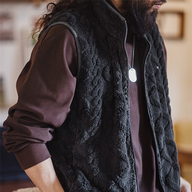 Maden casual floral fleece vest with stand up collar and fleece insulation, sleeveless camisole