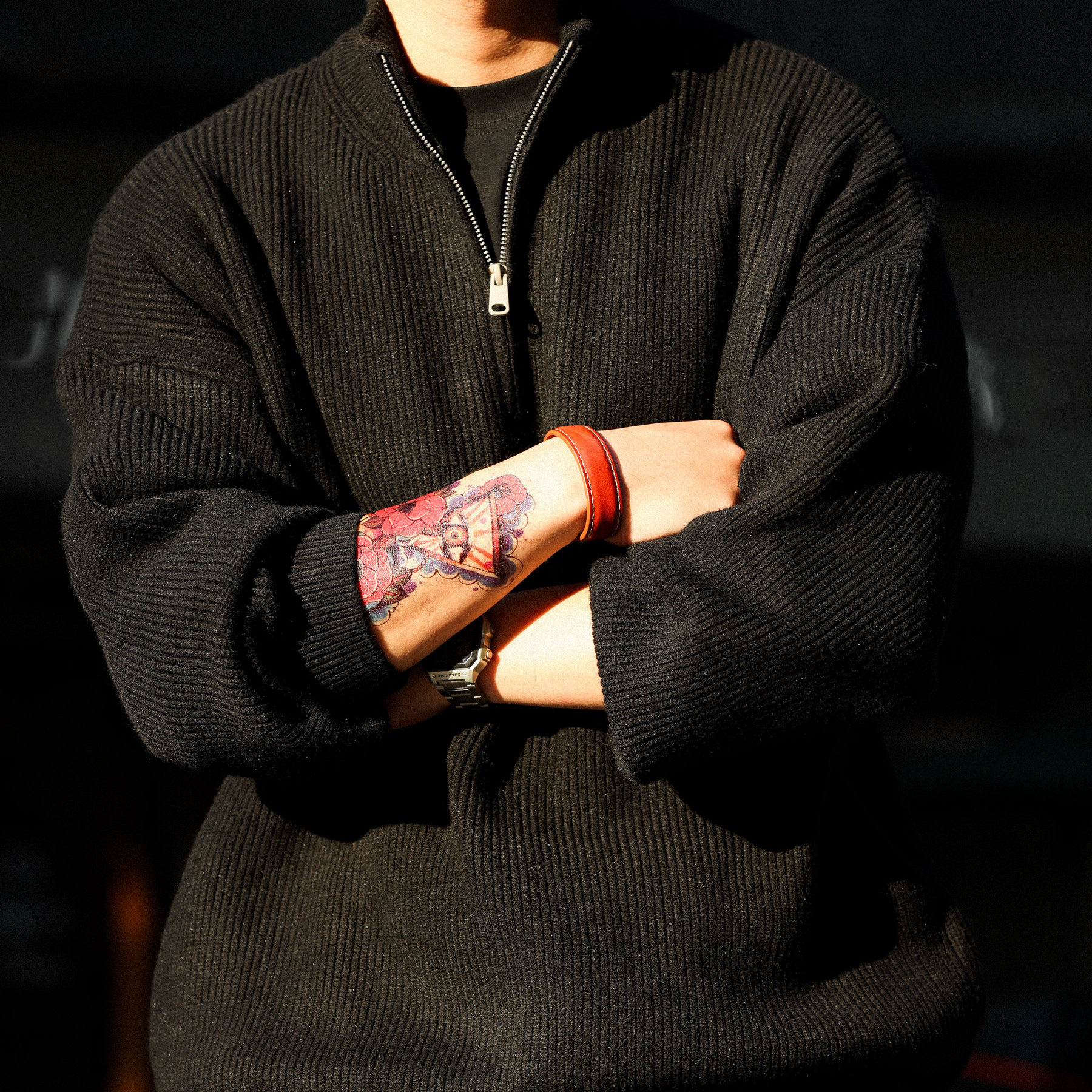 American Retro Half Zipper Stand Up Collar Men'S 700g Retro Lazy Style Warm Sweater Jacket