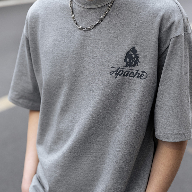 American retro Indian print loose round neck short sleeved T-shirt