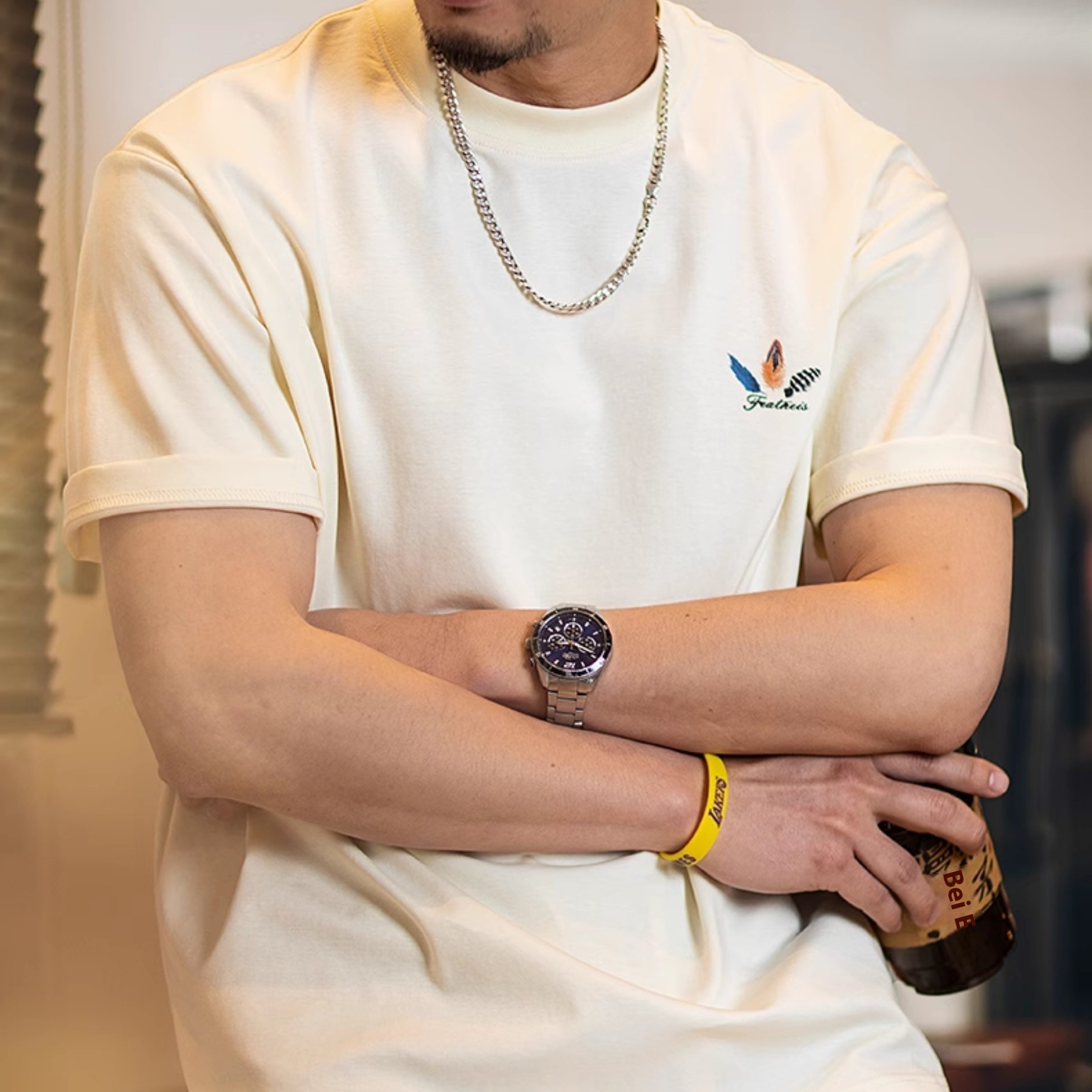 American retro fun printed men's loose casual short sleeved t-shirt