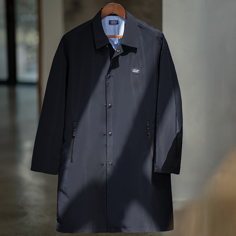 Maden Vintage Teflon Three-Proof Balmacon Trench Coat Lapel Mid-Length Overcoat