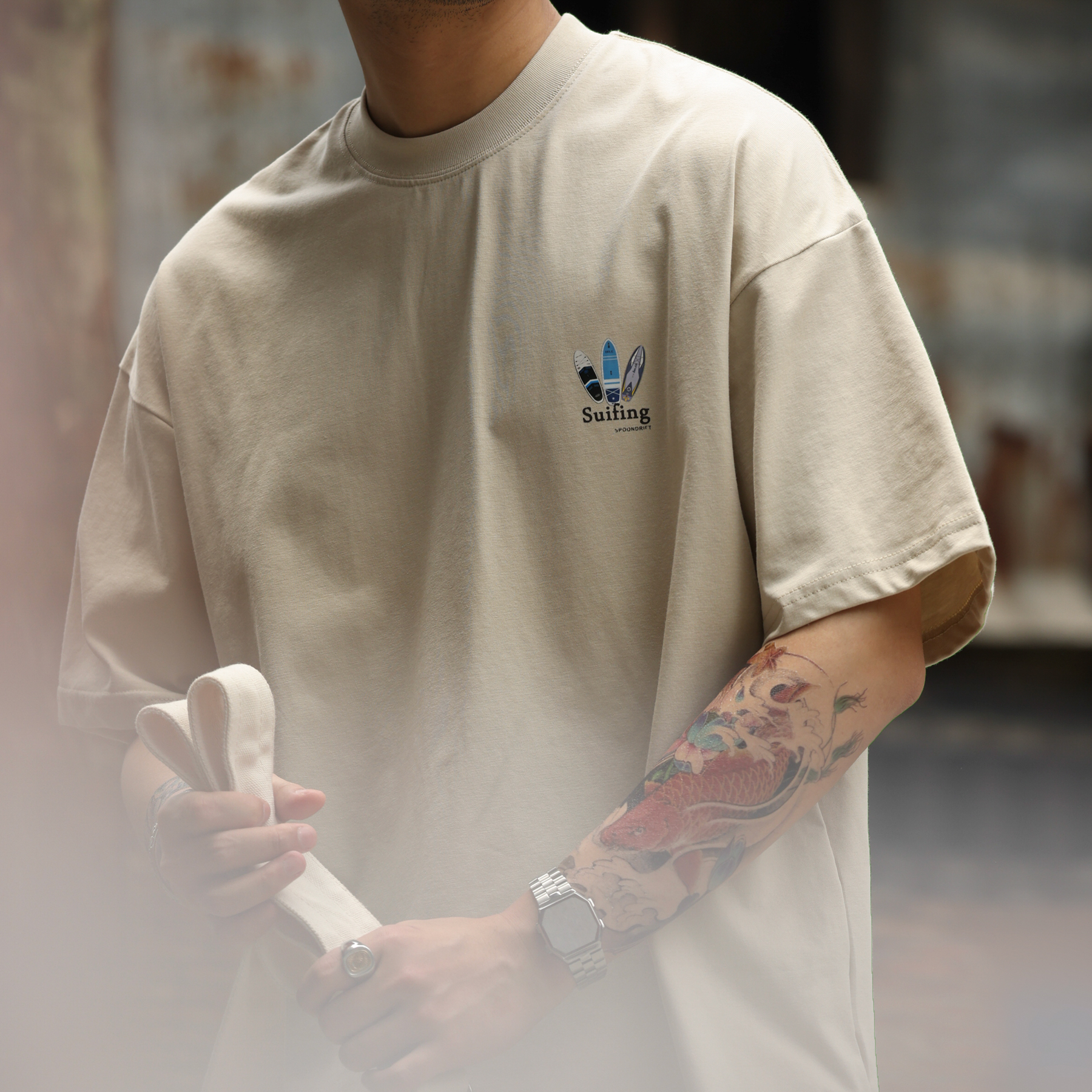 American casual fun printed men's 230g short sleeved T-shirt