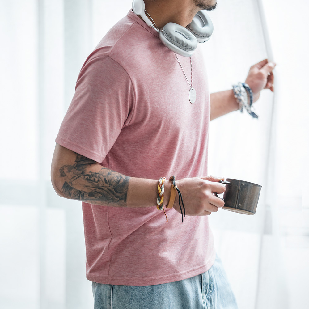 Maden casual blend seamless thin breathable solid round neck with short sleeved T-shirt