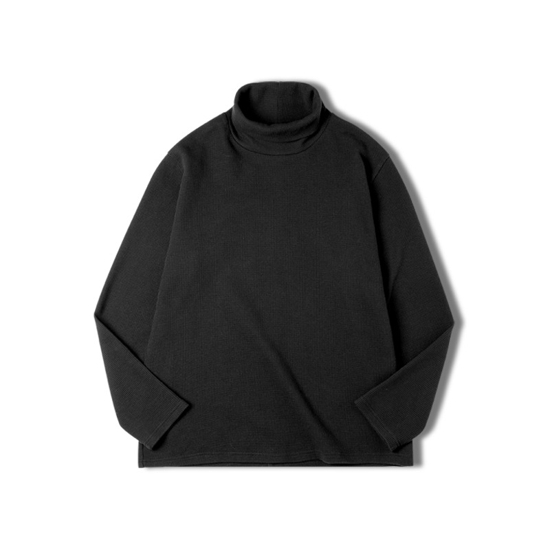 Maden Casual Sweatshirt Waffle High Collar Warm Inner Wear Long Sleeve T-shirt Bottoming Shirt