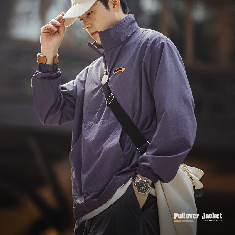 Maden Retro Half Zipper Stand up Neck Jacket Sweater Cityboy Sports Pullover Coat