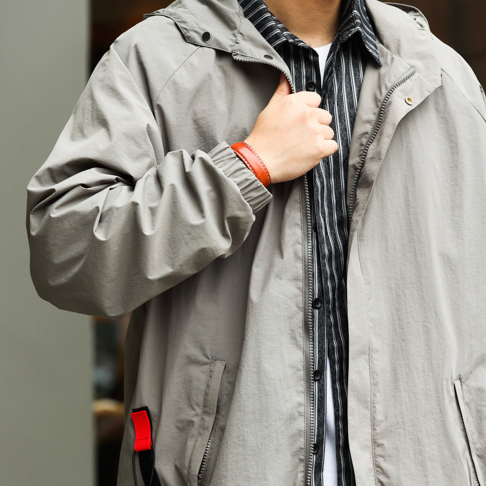 Casual hooded jacket, woven outdoor functional waterproof loose mountaineering jacket