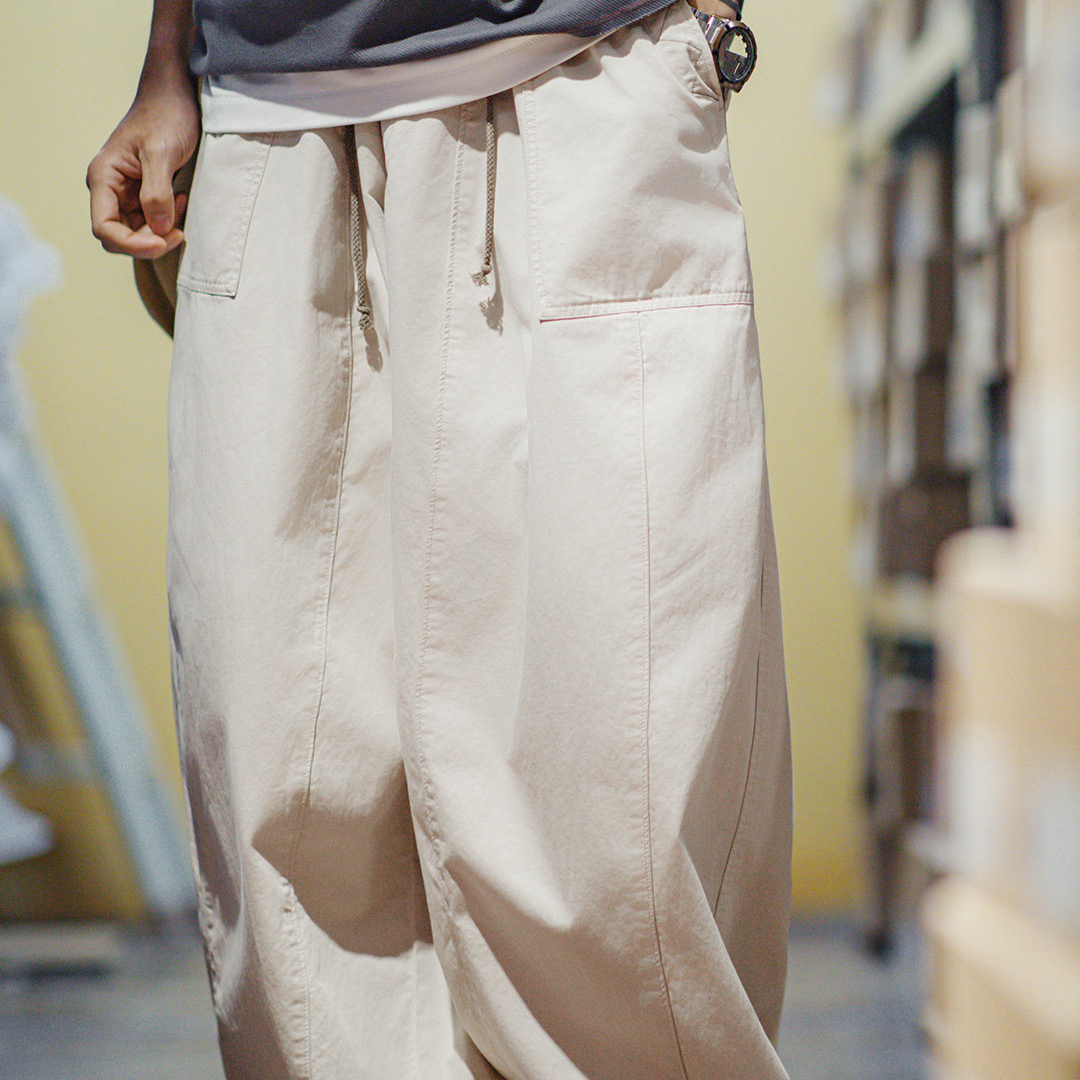 American Retro Loose Silhouette Khaki Japanese Casual Harem Pants