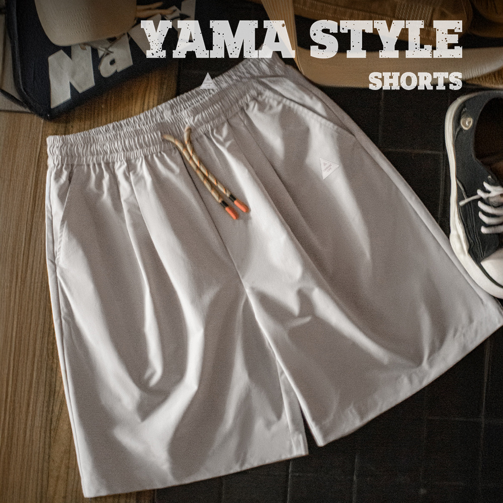 Mountain style outdoor elastic waist straight woven thin drawstring shorts