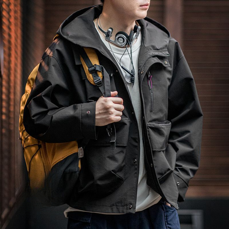 Maden casual multi-pocket functional hooded jacket outdoor loose silhouette sport coat