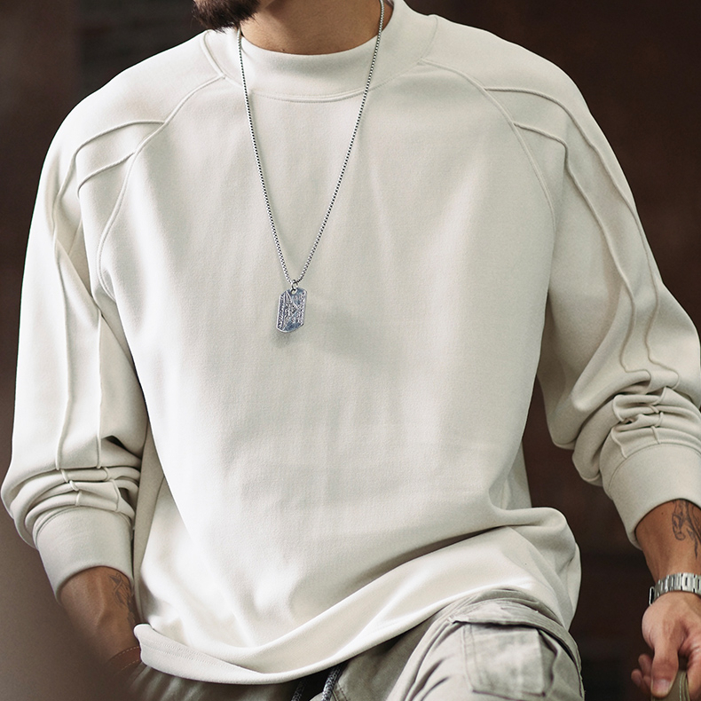 2025 Autumn New 410g Men's Loose Solid Color Long Sleeve Shirt