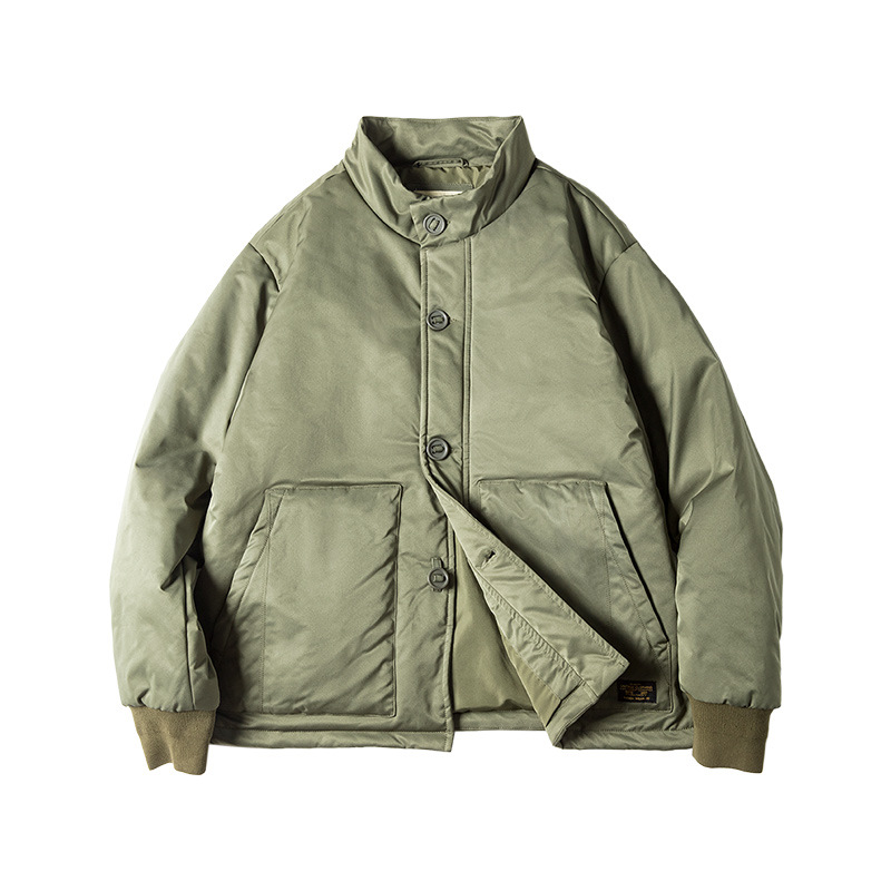 MADEN Retro Stand-up Collar Thick A1 Pilot Jacket Cotton-Padded Single-Breasted Coat