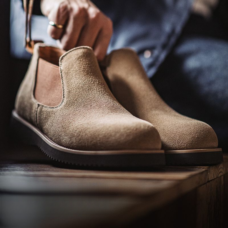 Maden Chelsea boots, retro workwear boots, versatile cowhide suede round toe casual leather shoes