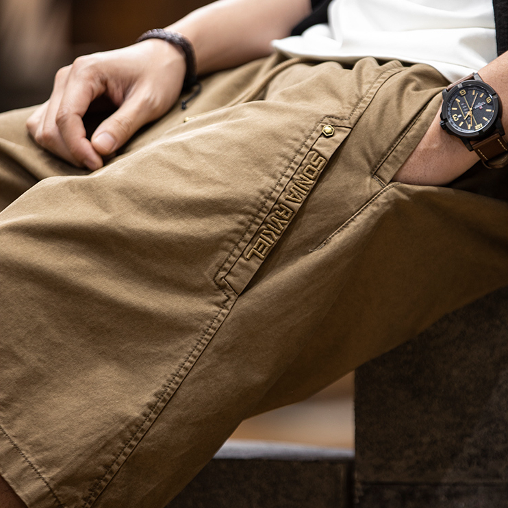 American retro men's summer new cotton loose shorts