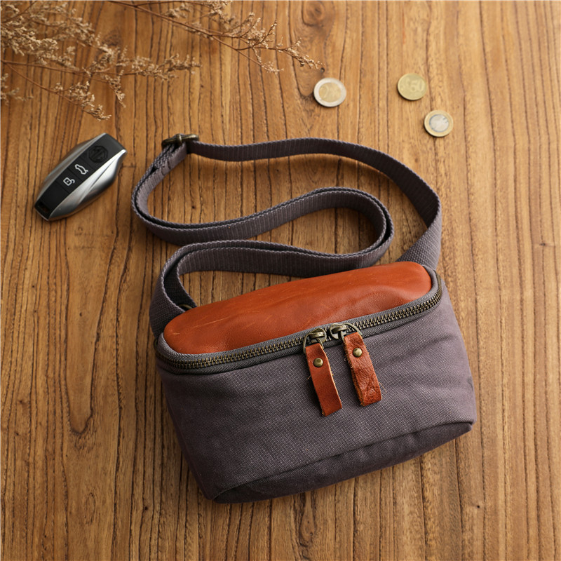 Simple retro street casual large capacity canvas crossbody bag
