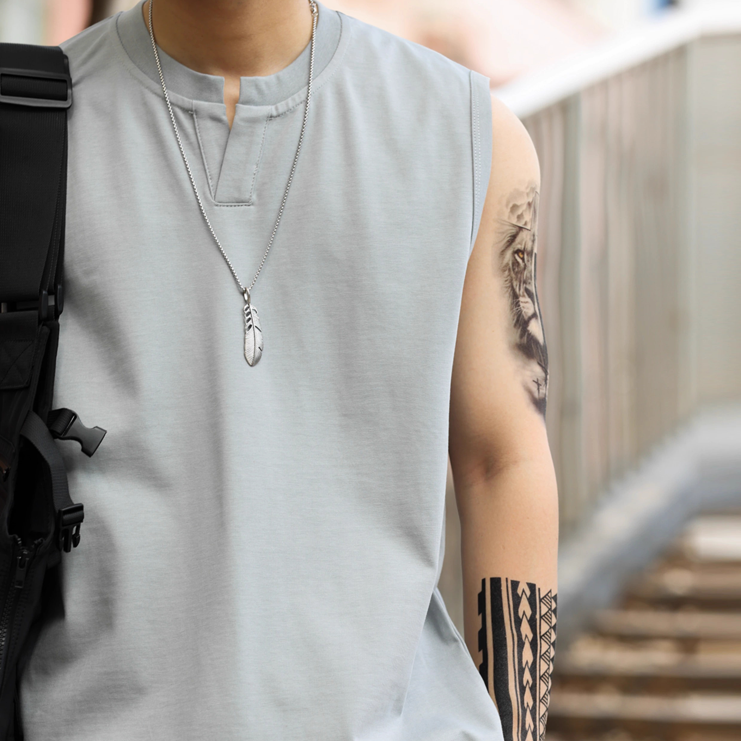 American style 345g polo neck men's casual sports hardback vest