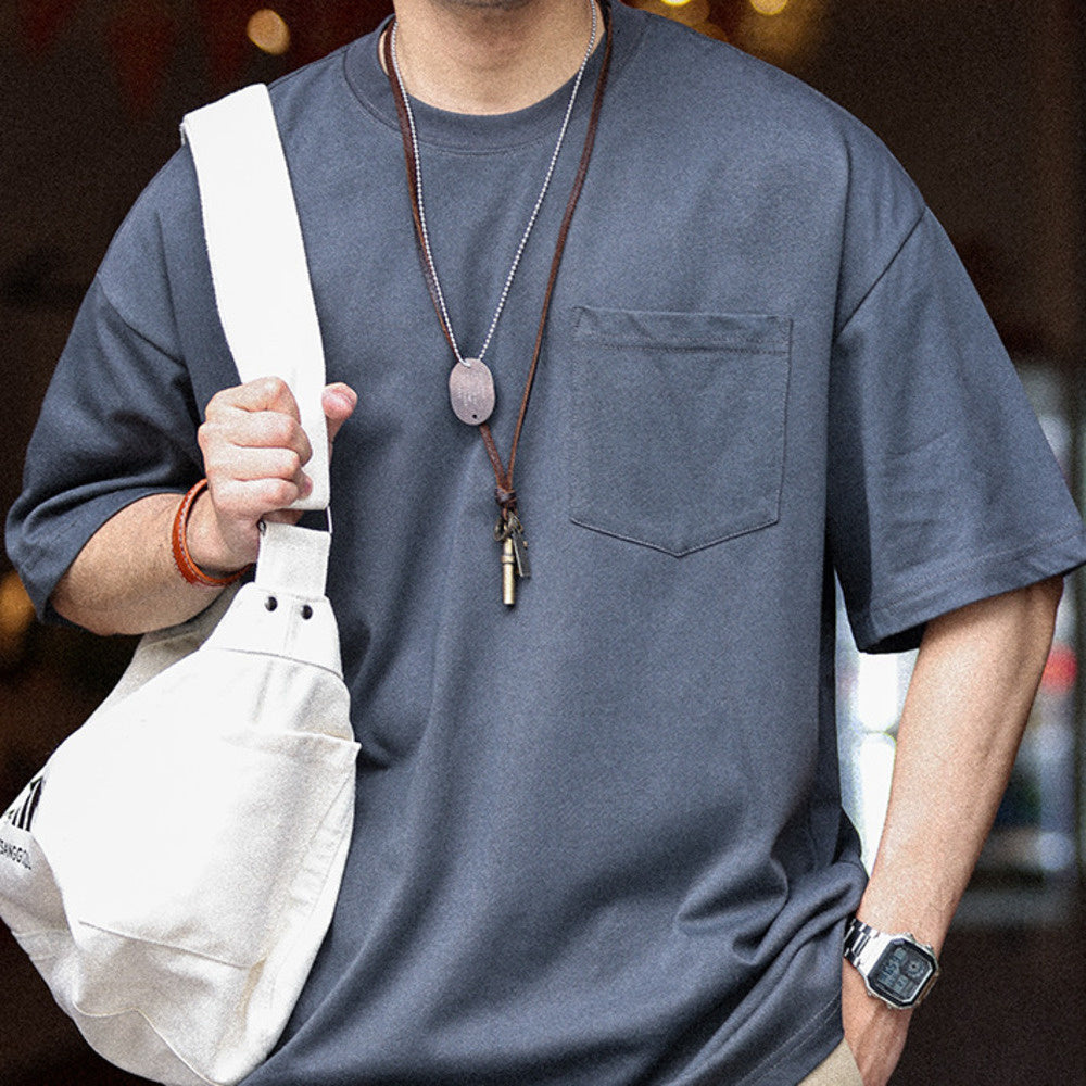 American retro 280g pure cotton M7 workwear pocket casual T-shirt