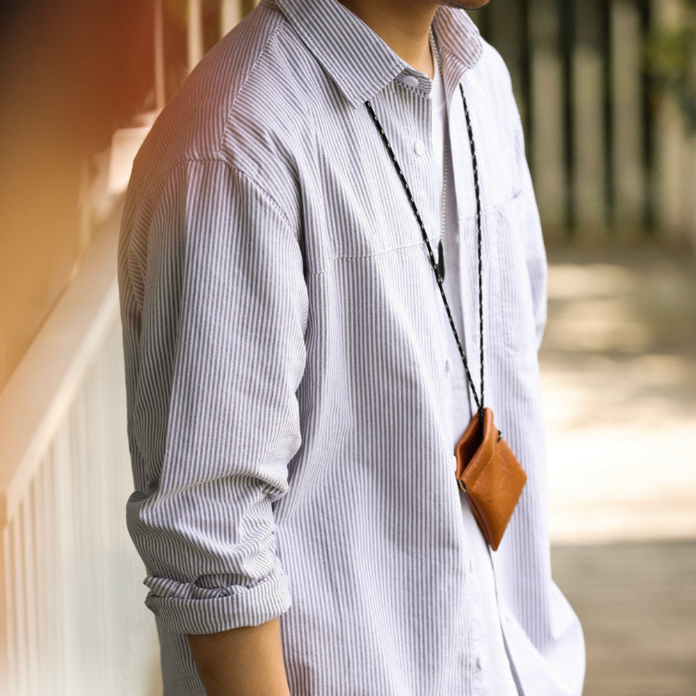 24S premium thin stripe long sleeved shirt made of pure cotton,  layered and artistic casual shirt