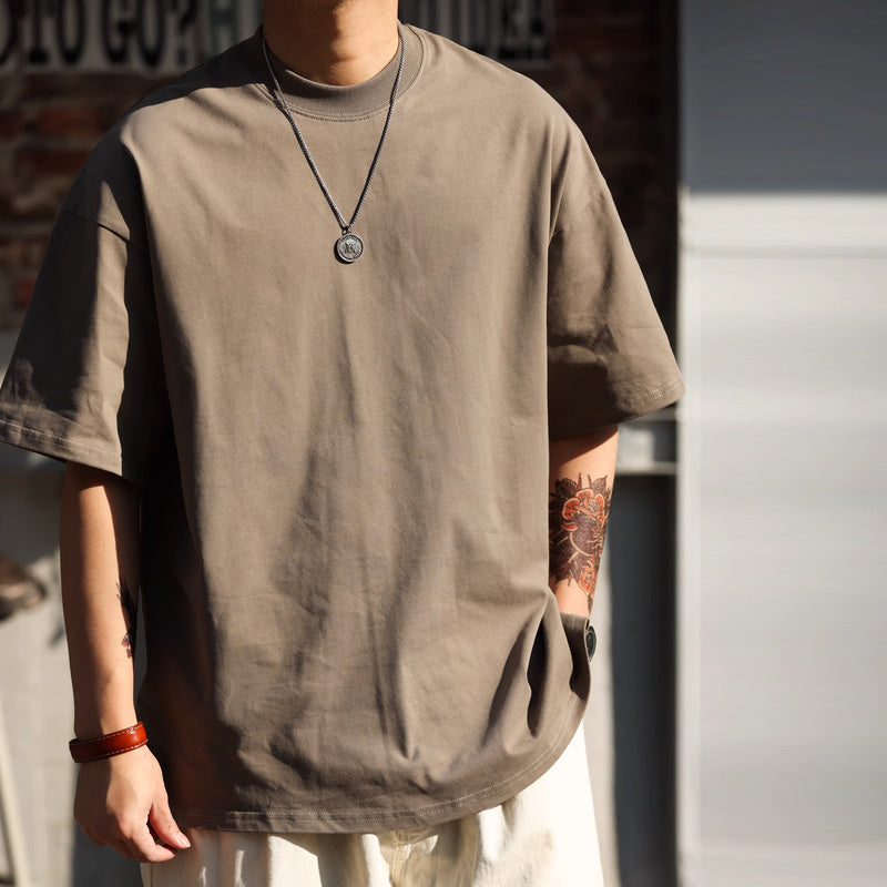 American style 230g men's loose casual wrinkle resistant short sleeved T-shirt