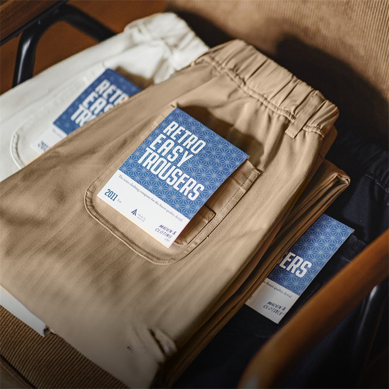 Maden herringbone Easypants clean fit straight tapered long pants