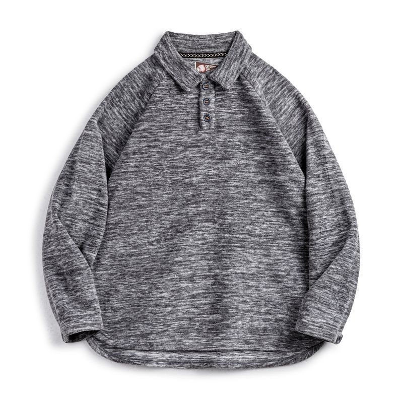 Madden Casual Half Placket Rocker Floral Yarn Sweatshirt Loose Placket Sleeve Pullover Top