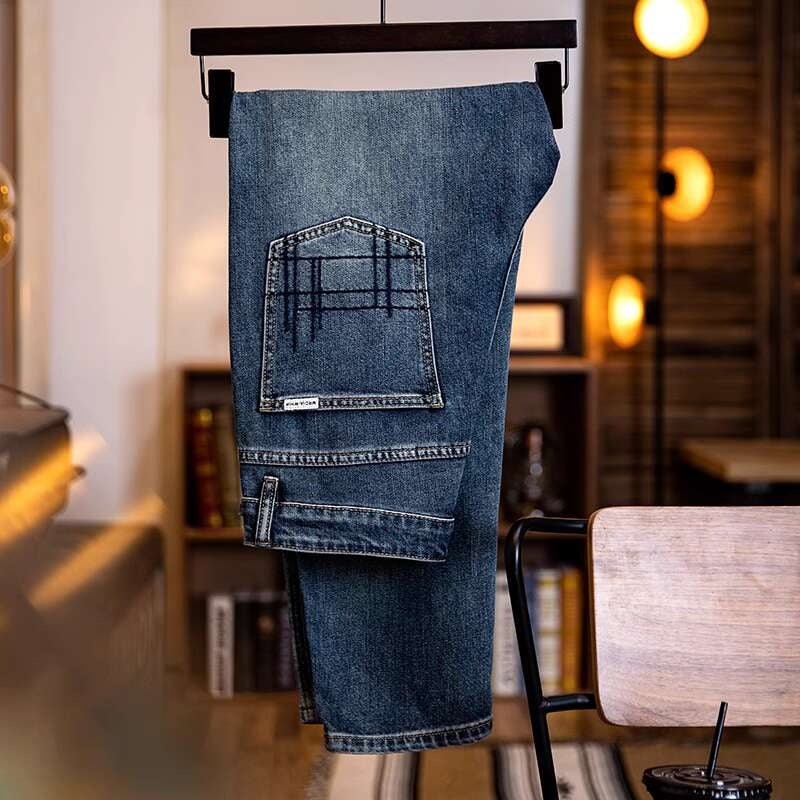 American retro spring/summer new washed casual men's denim jeans