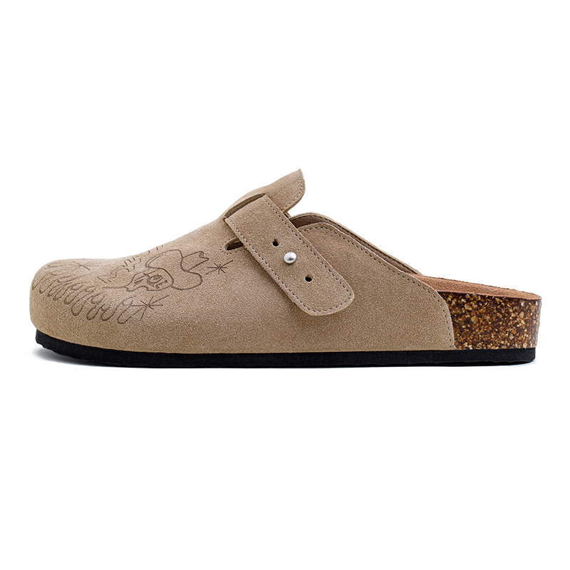 Maden Illustrated Bockenmuller Shoes Half Trailed Thick Sole Outerwear Fishing Flat Bottom Baotou Cool Slippers