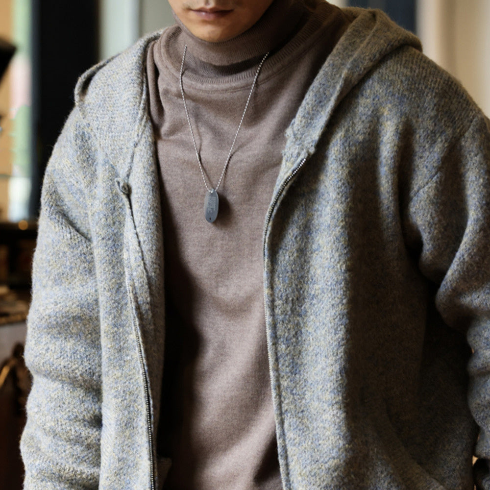 Vintage 780g Heavyweight Loose Cardigan Chunky Needle Hooded Sweater Jacket Zipper Sport Knit