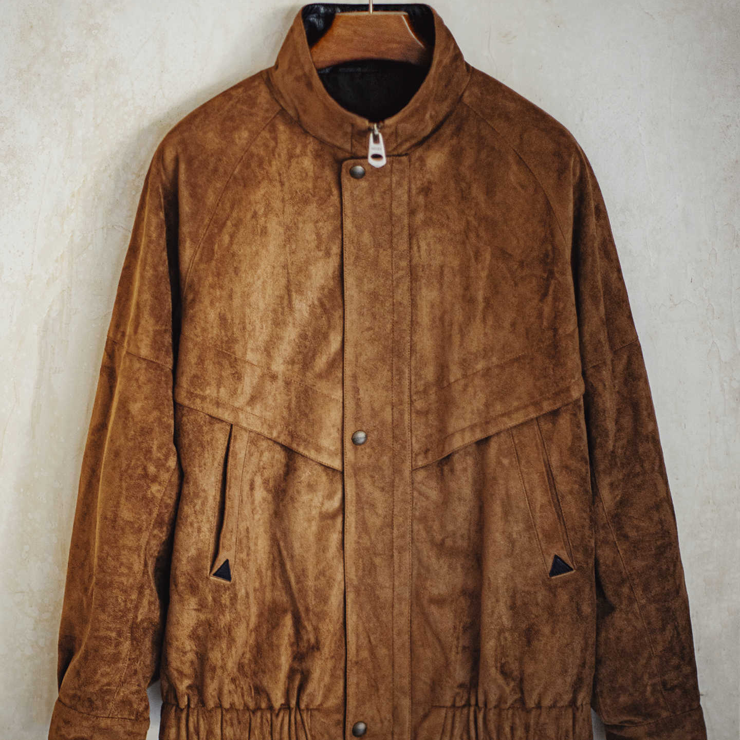 American Retro Suede Stand Up Collar Short Maillard Suede Jacket