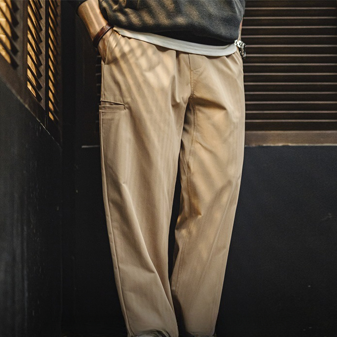 Maden herringbone Easypants clean fit straight tapered long pants