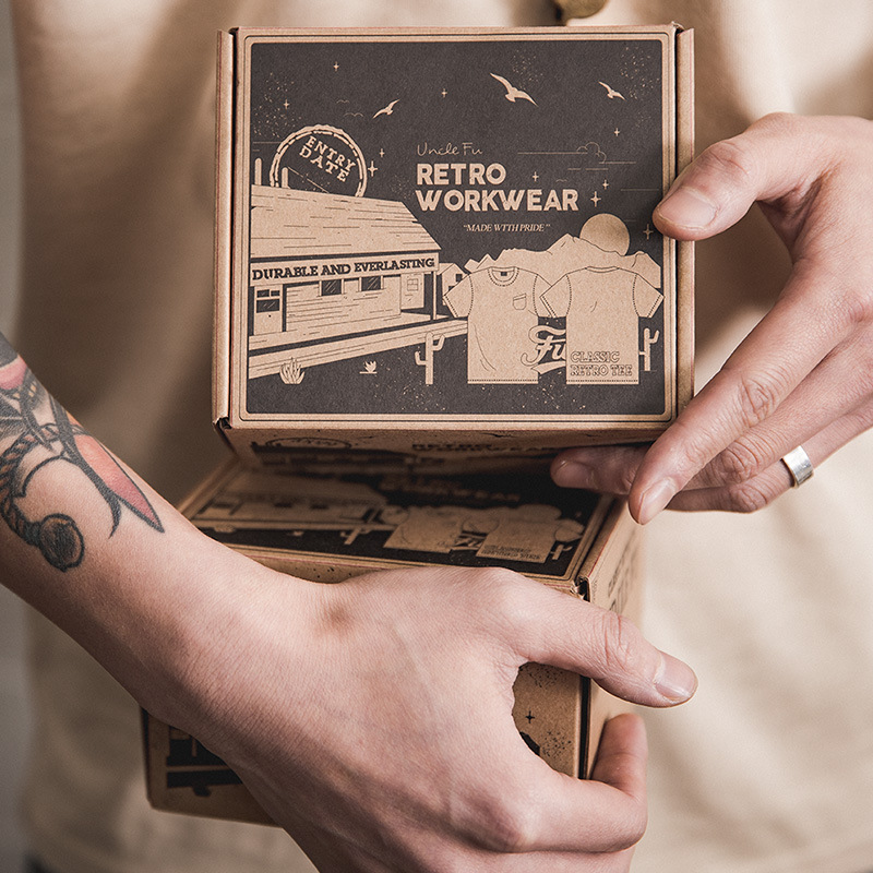 Maden Retro Three-Piece Needle Pocket T-shirt Amekaji Cotton Half Sleeve Tough Guy Short Sleeve