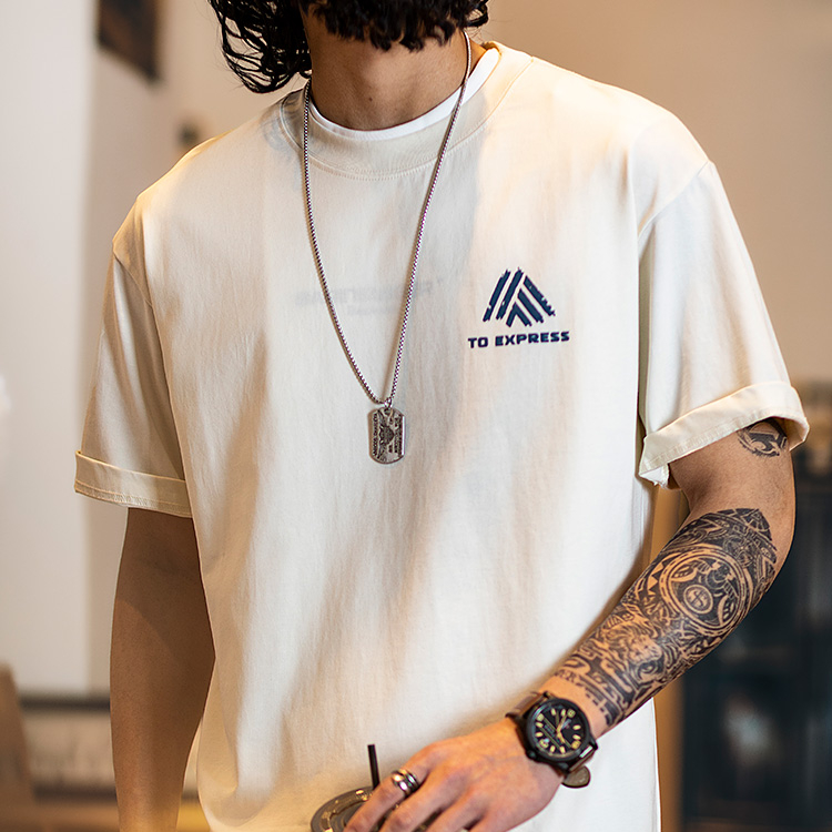 American casual printed men's summer cotton loose round neck short sleeved T-shirt