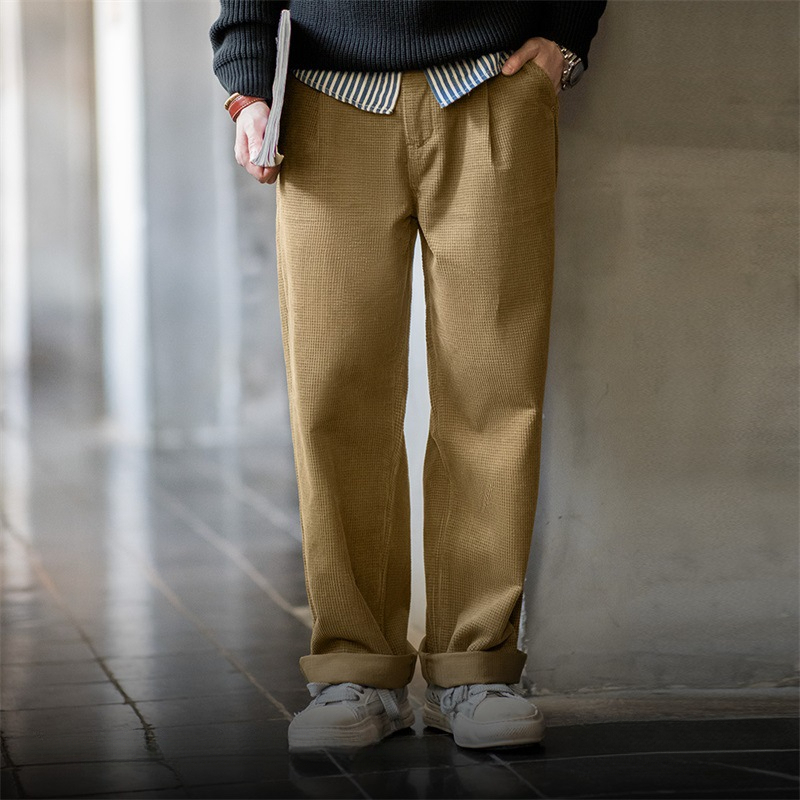 Maden retro corn grain corduroy casual pants with loose texture and pure cotton straight leg pants