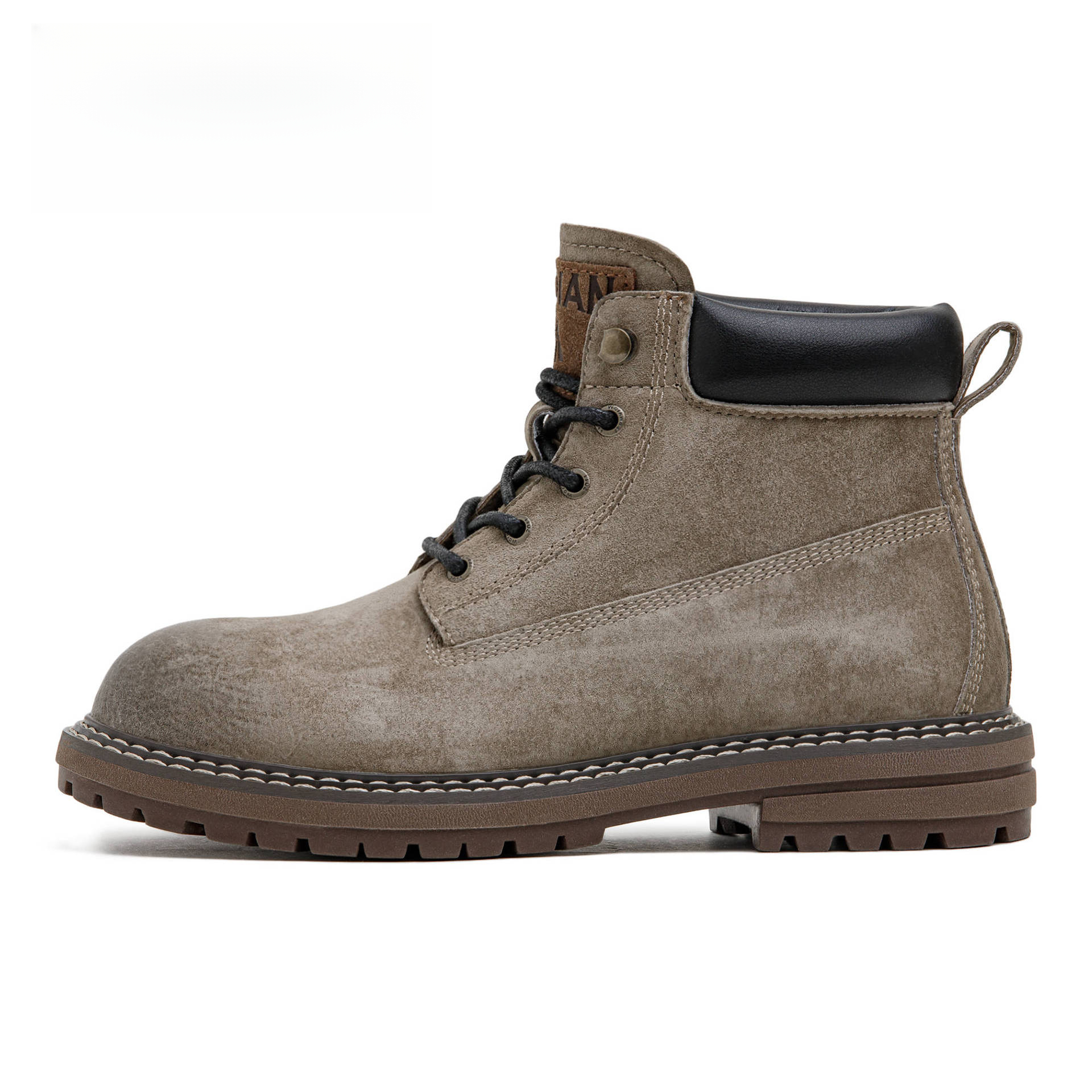 Autumn And Winter New American Retro Leather High-End Brown Mid Top Casual Boots