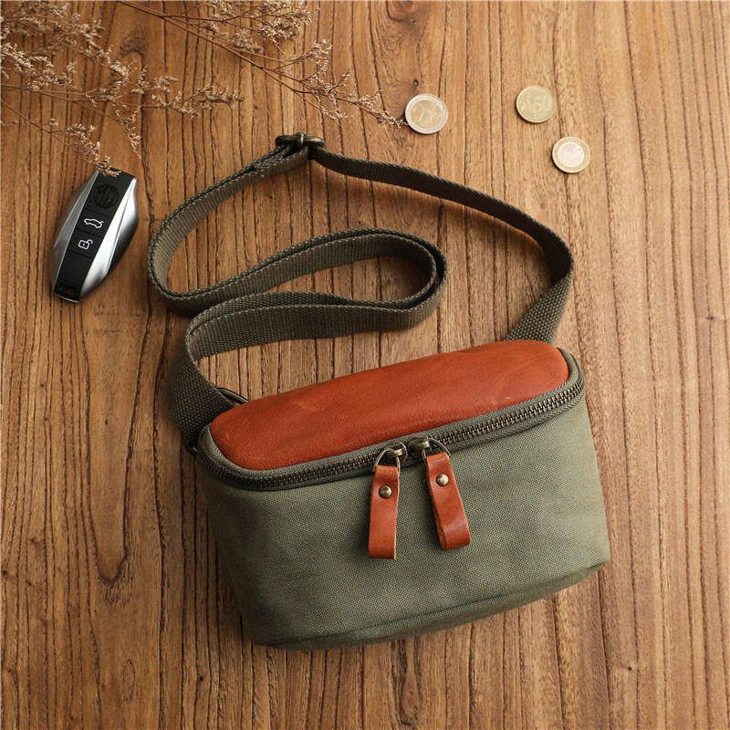 Simple retro street casual large capacity canvas crossbody bag