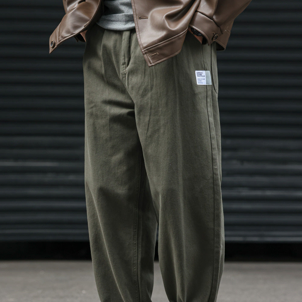 Japanese retro sports drape men's loose Vibe straight leg pants