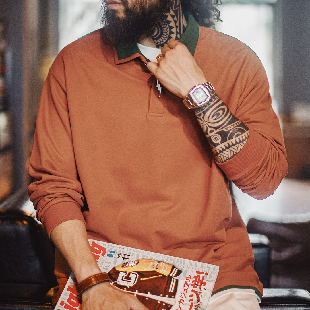 American Retro Navajo Polo Collar Fake Two-Piece Knitted Polo Shirt