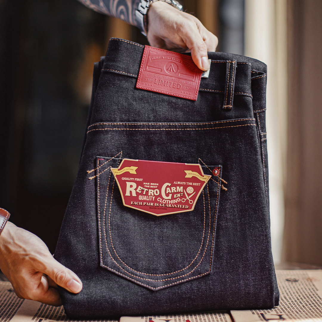 American Retro Micro Tapered Dark Straight Leg Casual Denim Jeans