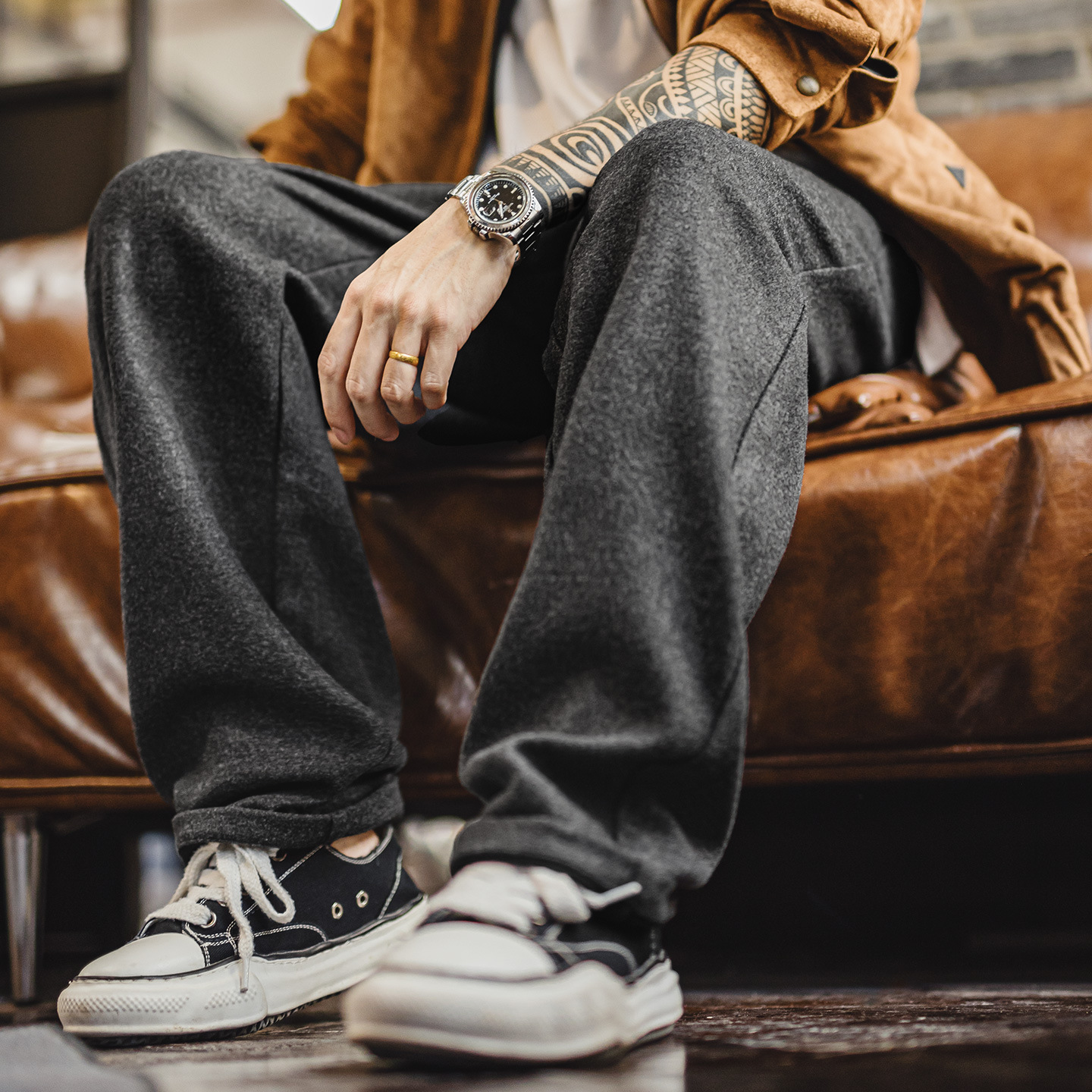 American Style Old Money Style Men'S Straight Leg Casual Hanging Long Pants