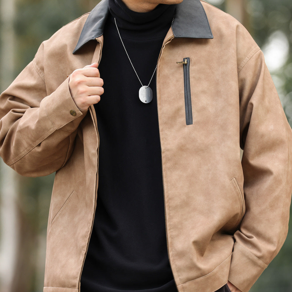 Double sided one-piece Australian fleece high neck base shirt 300g brushed casual long sleeved T-shirt