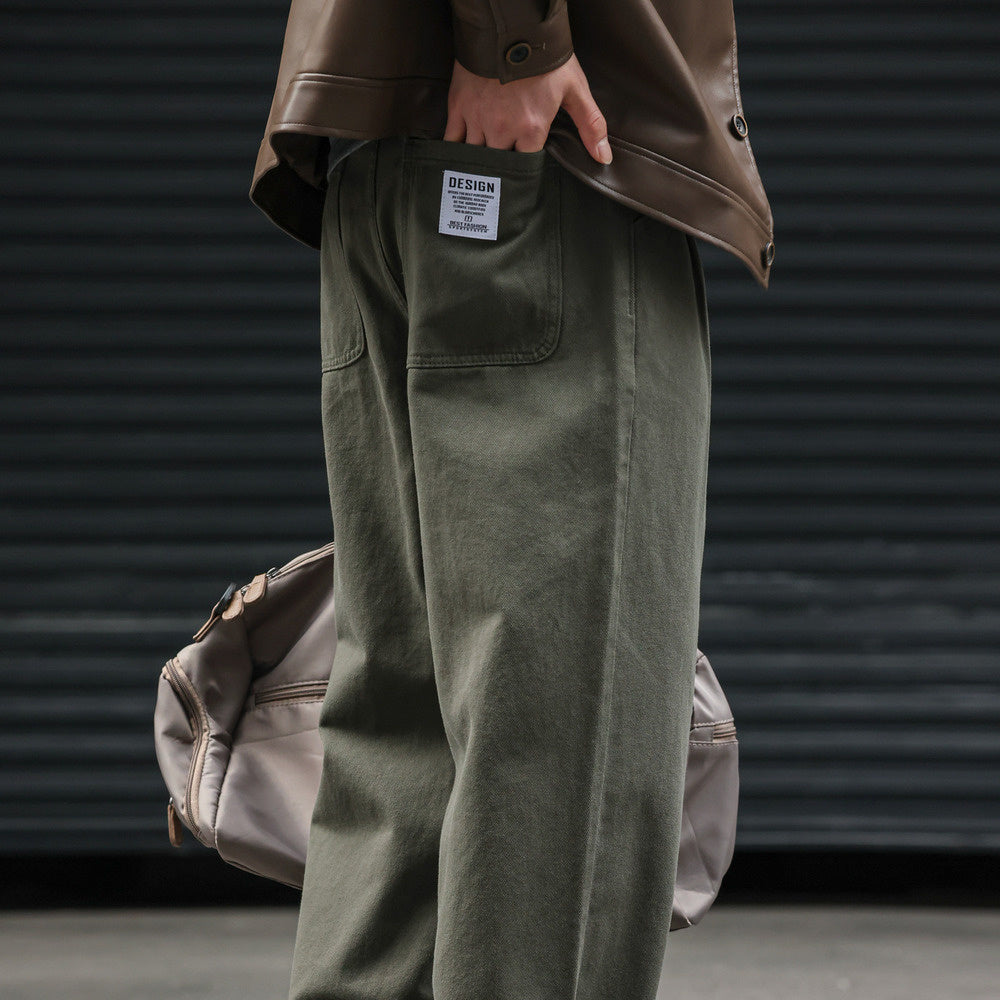 Japanese retro sports drape men's loose Vibe straight leg pants