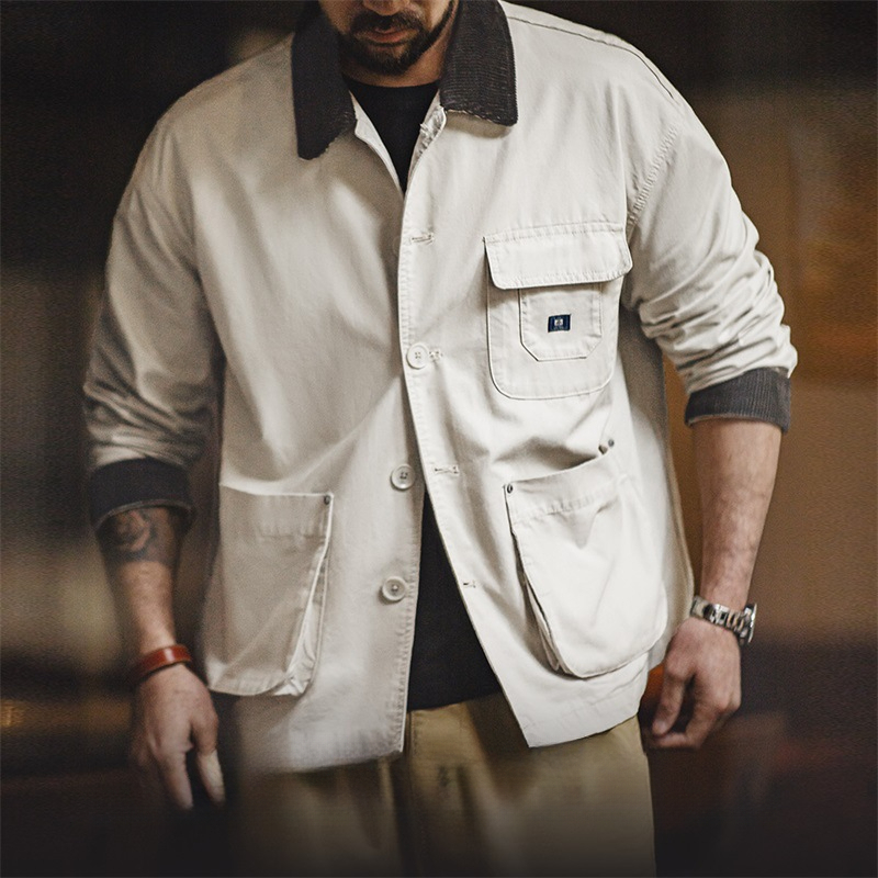 Maden Retro Safari Jackets Amikaki Flip Collar Hunting Coat