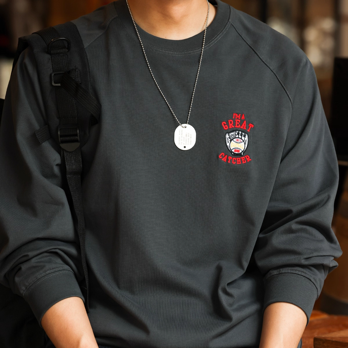 American Style 300g Embroidered Printed Men'S Autumn Long Sleeved T-Shirt