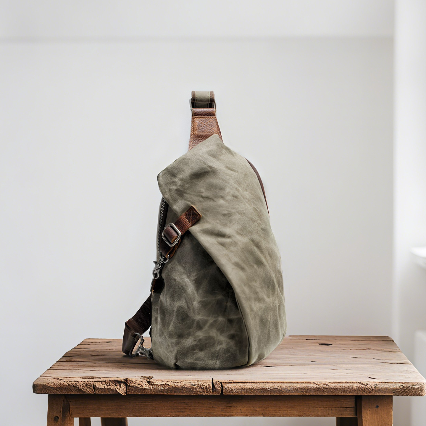 Retro men's waterproof waxed casual canvas crossbody bag