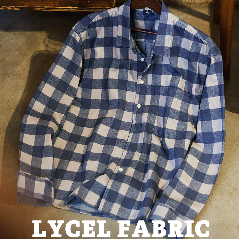 2025 Autumn New American Relaxation Men's Lyocell Blue Checkered Shirt